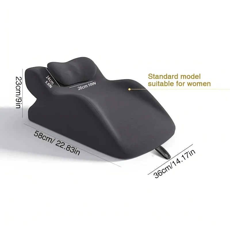 Multi-Position Ergonomic Bed Pillow for Adults - Therapeutic Support Cushion for Back, Neck & Face, Grey & Black Washable Cover