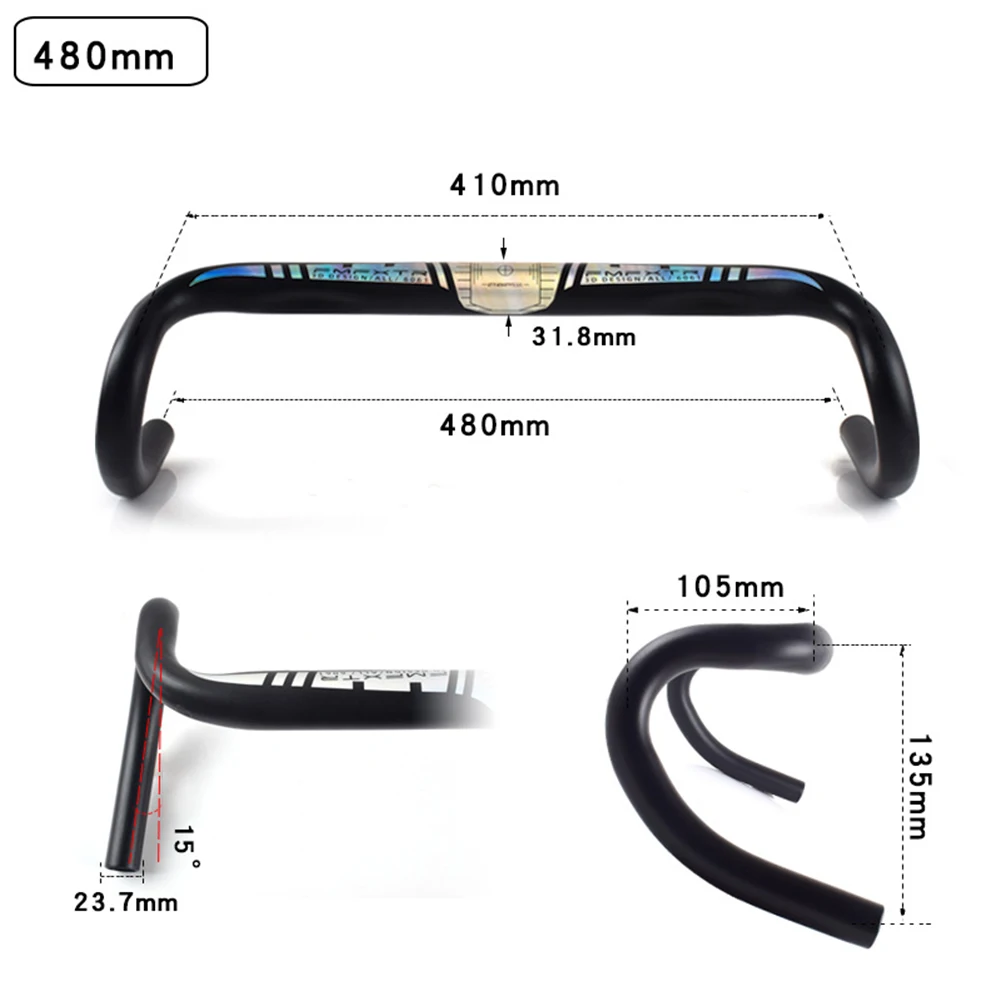 Bicycle Handlebar Road Bike Bent Handlebar Cycling Racing Bike Bent Bar Drop 135mm 31.8mm*420/450/480mm Inner Routing Bike Parts - Image 4