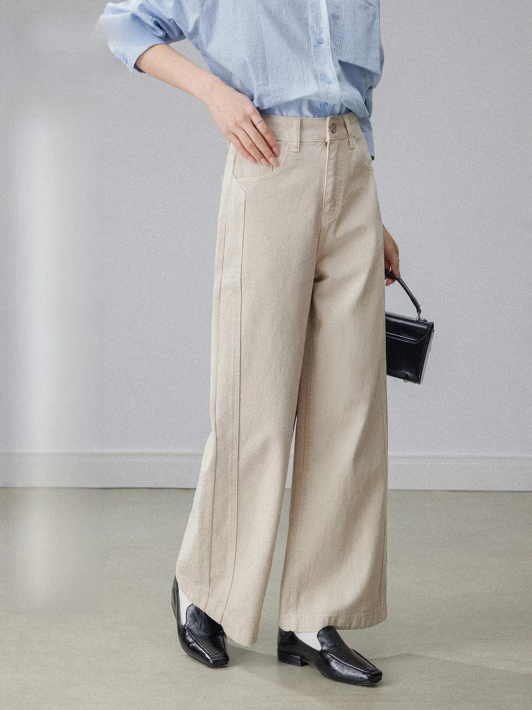 

Женские джинсы цвета хаки с высокой талией, прямые, широкие, драпирующиеся, стройнящие, повседневные брюки, новинка ранней весны 2026 года