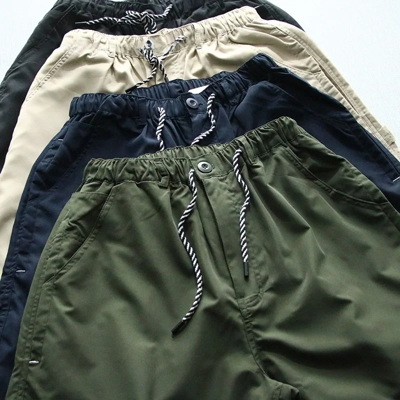 

Summer Men's Loose Fit Thin Pure Color Workwear Casual Pants Trendy Harajuku Wide Leg Pants Cuffed Trousers Faionable Urban...