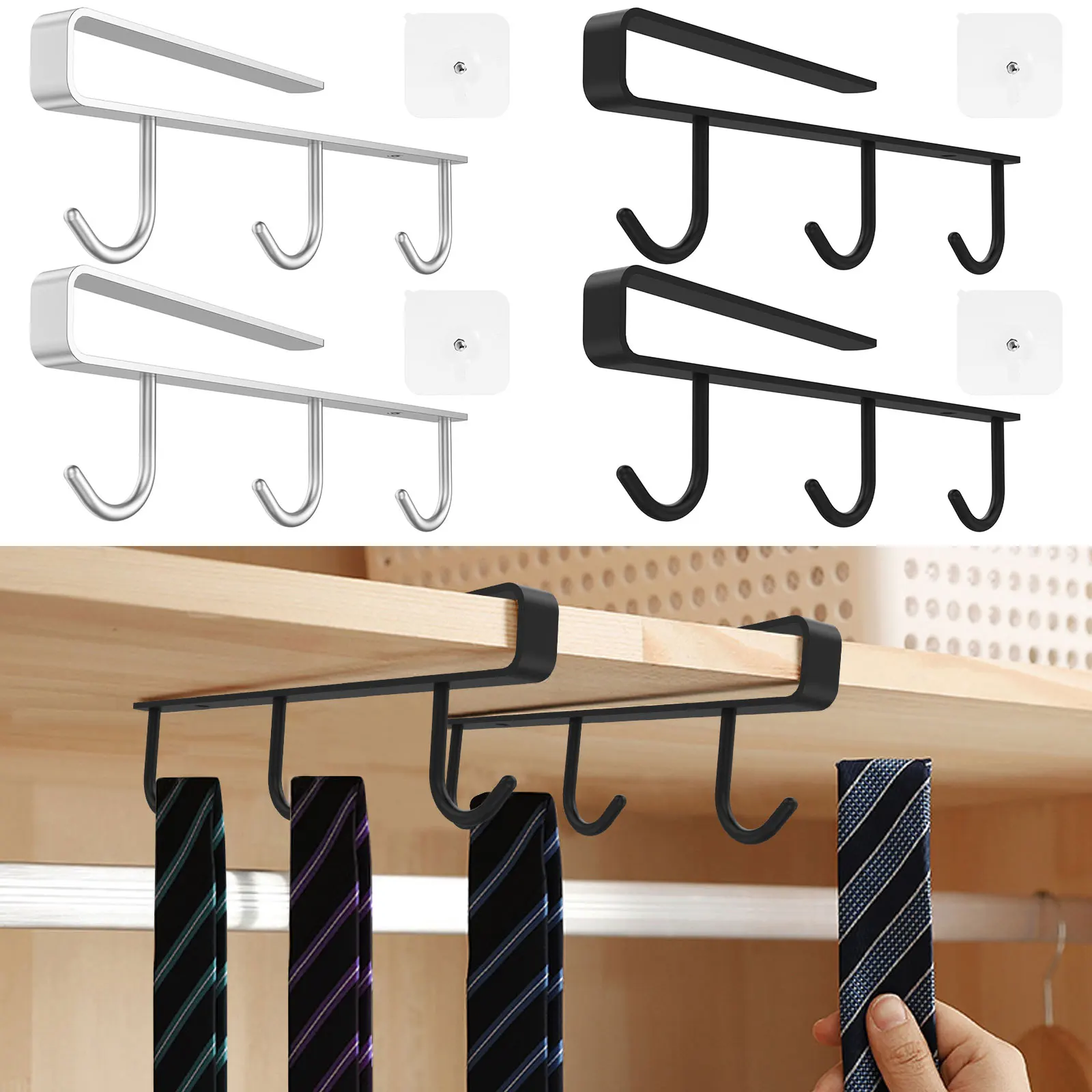 

2Pcs Mug Rack Under Cabinet 304 Stainless Steel Coffee Mug Holder with 3 Hooks Cup Display Hanging Organizer No Drilling Tea Cup