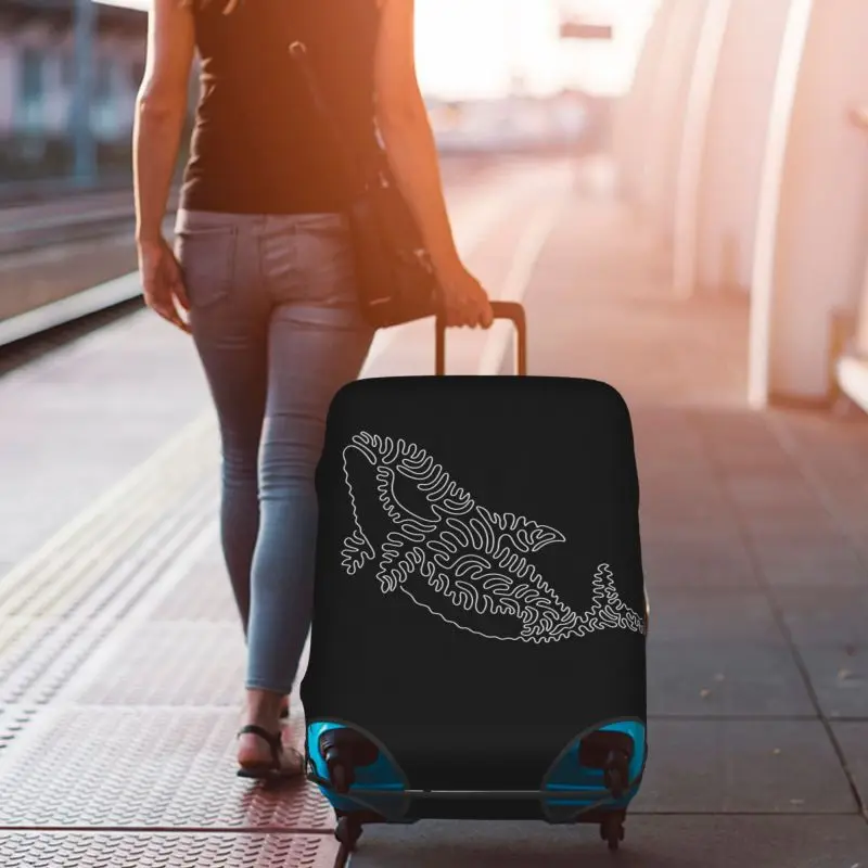 Abstract Lines Whale Funny pattern Travel Suitcase Protective Cover Luggage Protective Cover Suitable for 18-32  Suitcases DIY