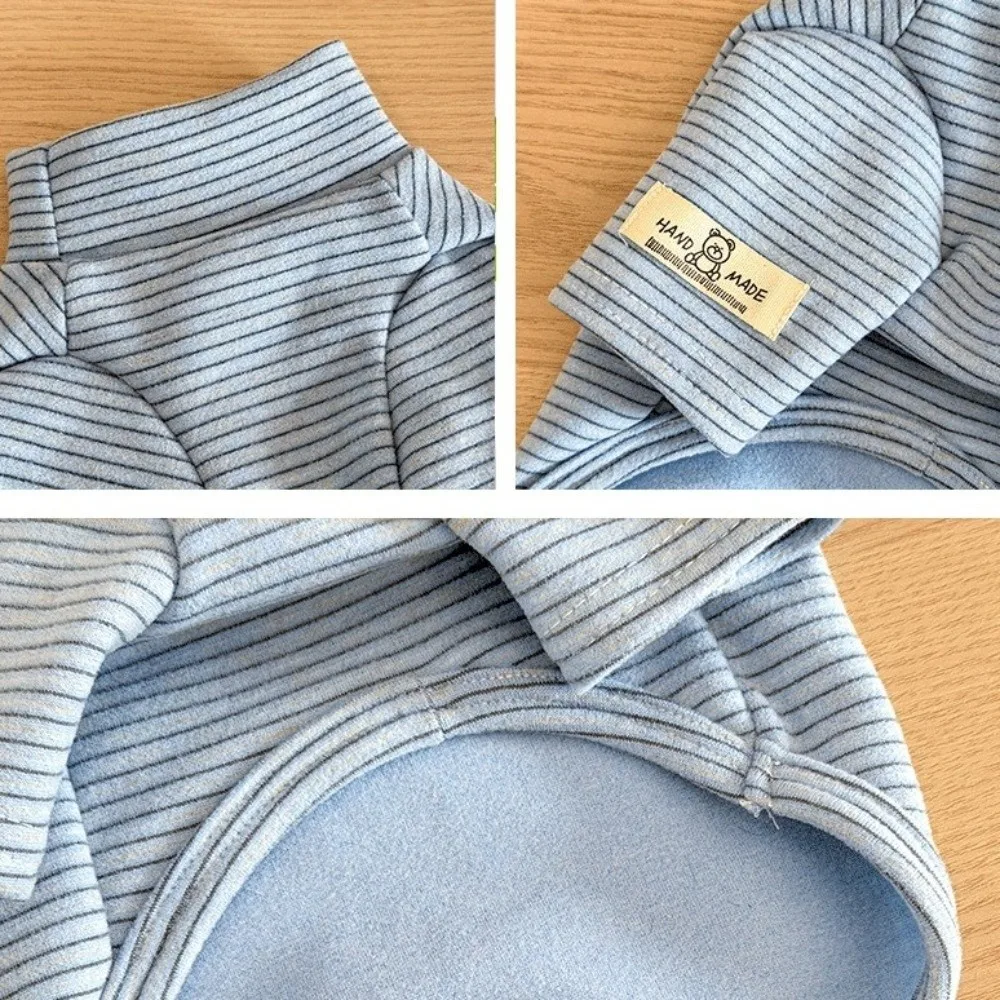 Striped Pattern Pet Bottoming Shirt Warm High Collar Puppy Hoodies Multi-Color Soft Two-Leg Dog Clothes Indoor Wear