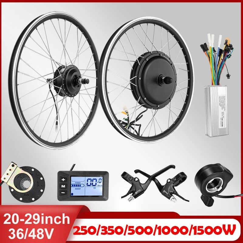 Electric Bike Conversion Kit Rear Front Wheel Motor 36V 48V 1000W 500W 350W 250W Kit Bicicleta Eléctrica 20in 26in