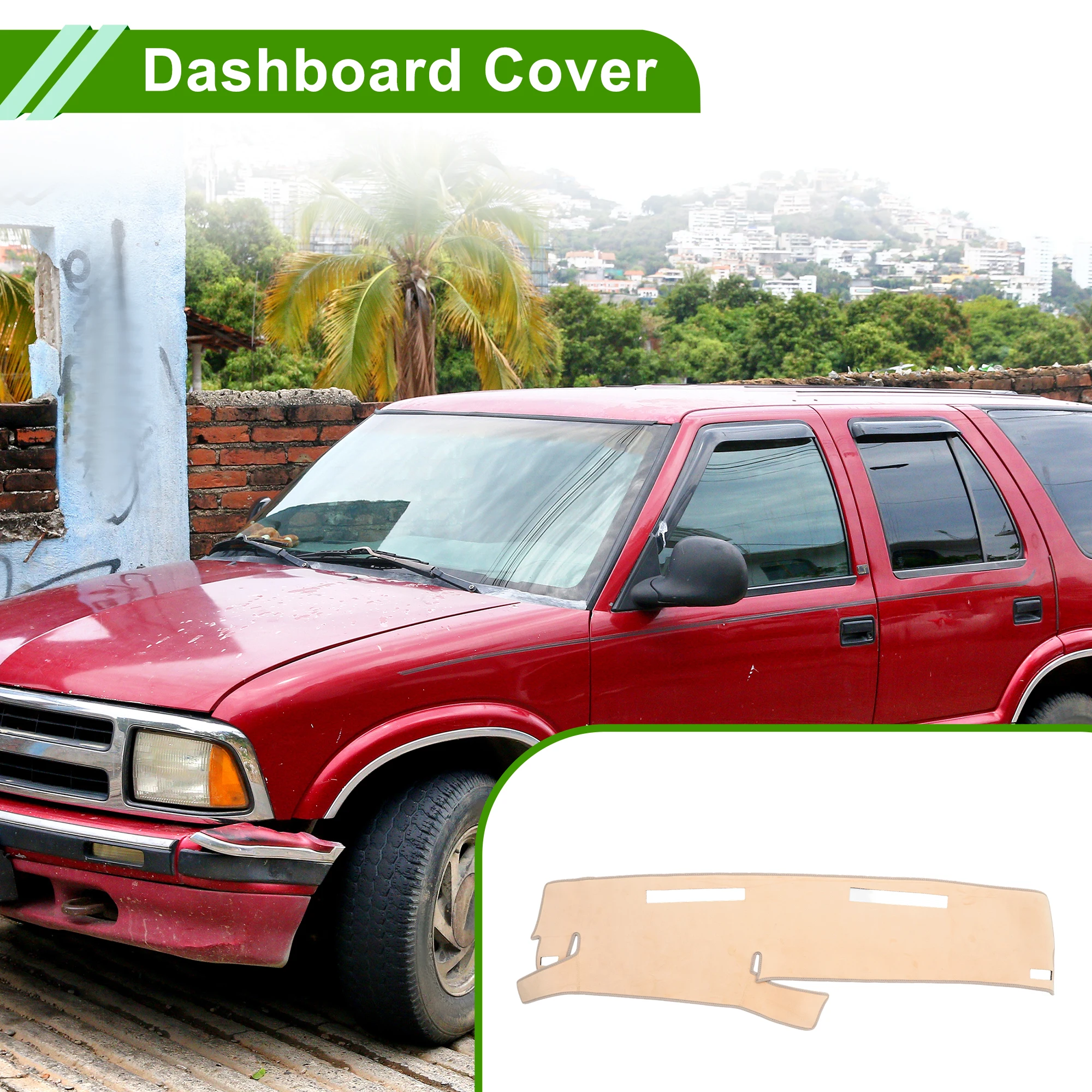 

Чехол на приборную панель UXCELL для Chevrolet S10 Blazer 1986-1993, фланелевый, бежевый, 1 шт.