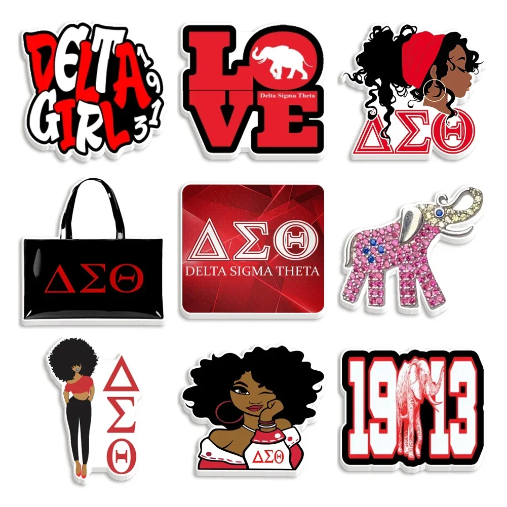 نادي نسائي دلتا سيجما الأحمر 10 قطعة/الوحدة راتينج مسطح مستو واضح الاكريليك بريق الاكريليك ل جراب هاتف راتنج مسطح سحر #2