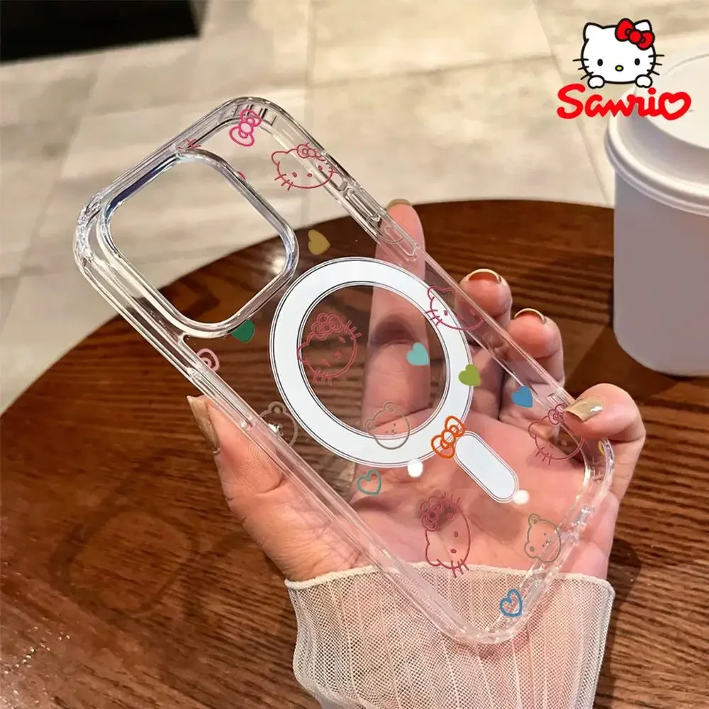 Casing Ponsel Sanrio Kt Pencegah Jatuh Iphone 16/15/14/13/12/11 Casing Iphone Anak Perempuan Penutup Aksesori Merah Muda Kucing Kitty De Iphone