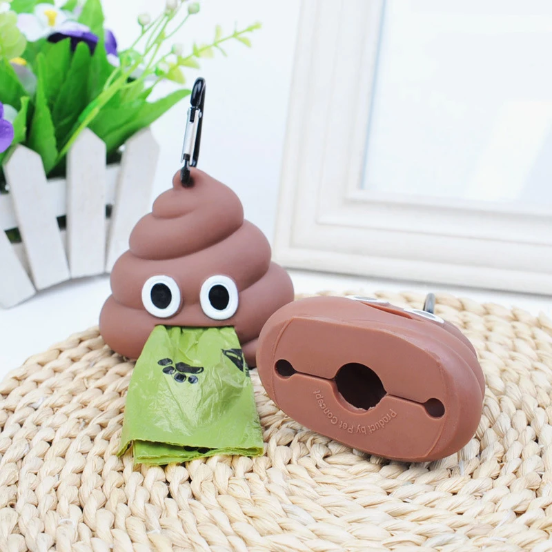 1pc Pet Poop Bag Shit-shaped Dog Cat Waste Bags Portable Dog Poop Dispenser Holder Pets Cleaning Products For Outdoor Pets