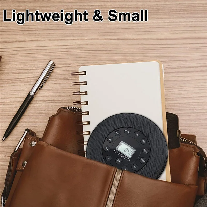 B27B ポータブルアンチスキップ CD プレーヤー車用スピーカー付き MP3 互換性サポート録音内蔵マイク