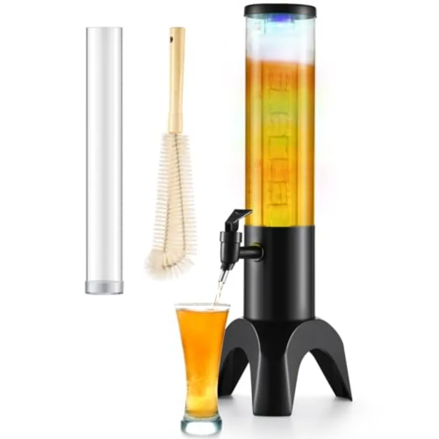 

Диспенсер для напитков Drink Tower 1.5 л (50 унций) с трубкой для льда и LED-подсветкой, настольный диспенсер для пива, идеально подходит для вечеринок и баров.