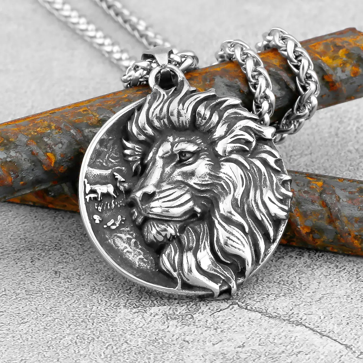 الفولاذ المقاوم للصدأ الموضة الكلاسيكية الأسد فايكنغ قلادة الشمال Odin الرجال تميمة قلادة الموضة في سن المراهقة مجوهرات اكسسوارات الحفلات #2