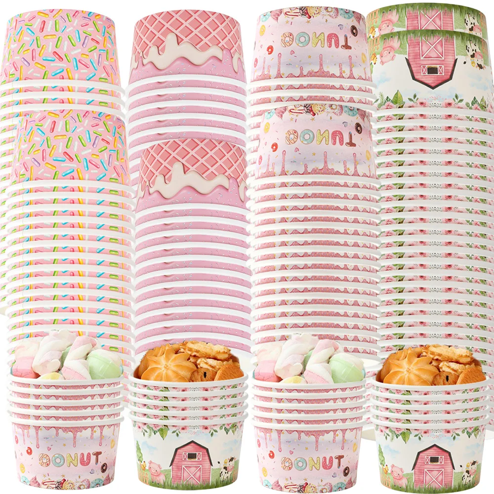 Juego de 10 Uds. De tazas para aperitivos, tazas de postre, cuencos para helado, cuencos para comida fría o caliente, suministros para cuencos para fiesta de cumpleaños y Baby Shower para niños