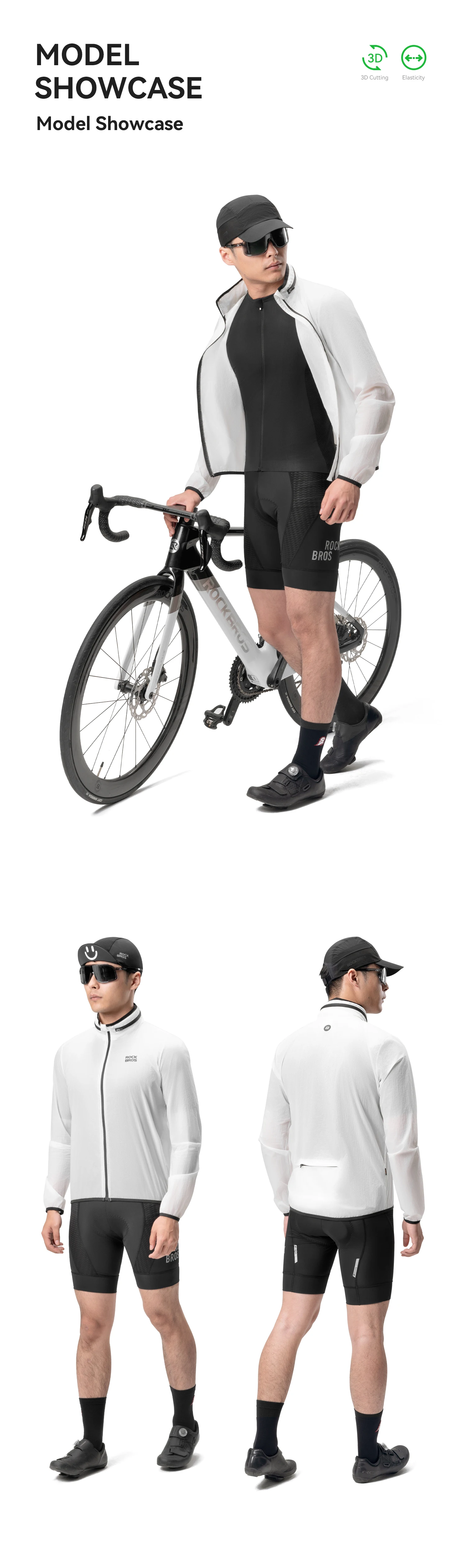 ROCKBROS Fahrradjacke mit automatischem Farbwechsel, atmungsaktiver, reflektierender, leichter Fahrradwindbreaker mit Elastizität – Detail 5