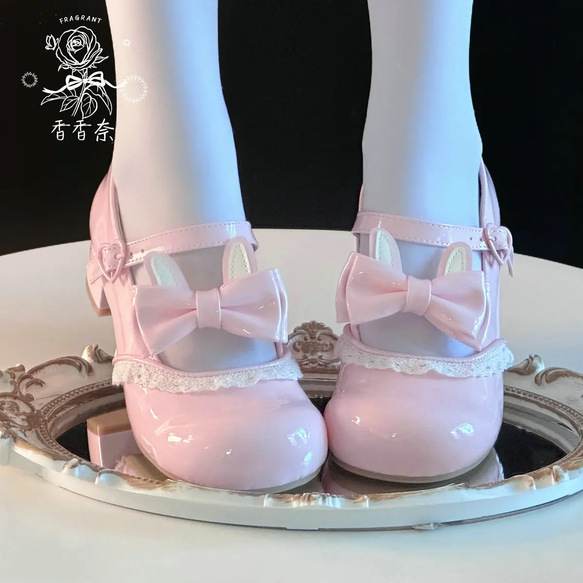 Milk Candy Rabbit Cute Shoes Lolita Round Head Leather Shoes Japanese Female Student Low Heel Sweet Loli Tea Party Single Shoes