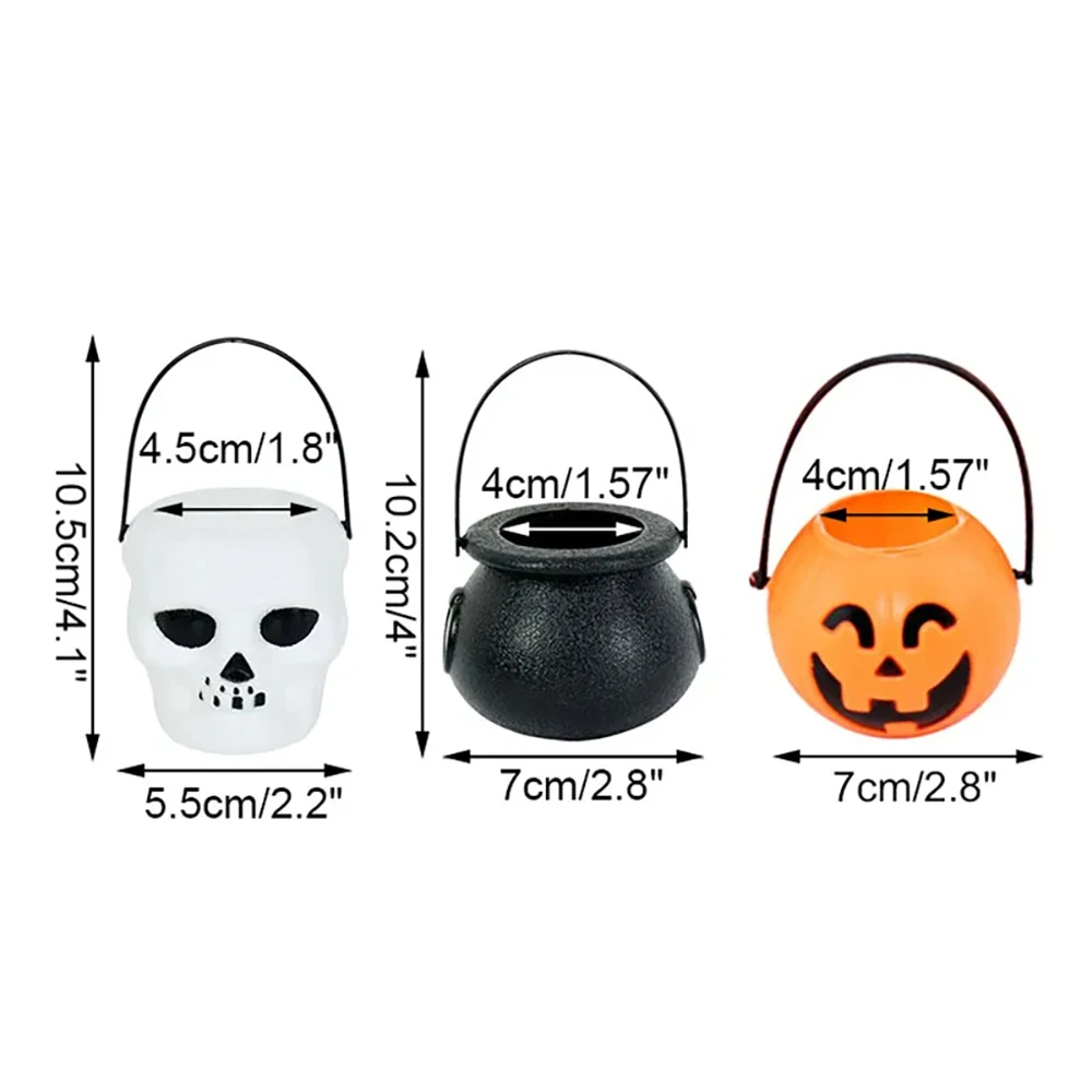 Halloween Witch Cauldron Decoration,Mini Black Plastic Witches Cauldron,Halloween Candy Basket,Trick Or Treat Bucket