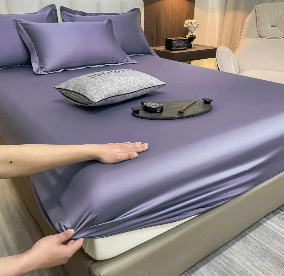 Luxury Egyptian Cotton Fitted Bed Sheet Elastic Band Around Bedsheet Bedspreads Soft 400TC Mattress Cover Double King Queen Size