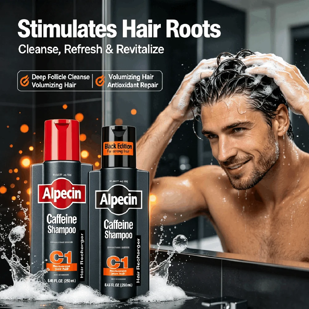 Shampoo Anticaduta Alpecin C1 con Caffeina per Uomo, Controllo del Sebo, Anti-Forfora, Delicato e Non Irritante, per Capelli Voluminosi