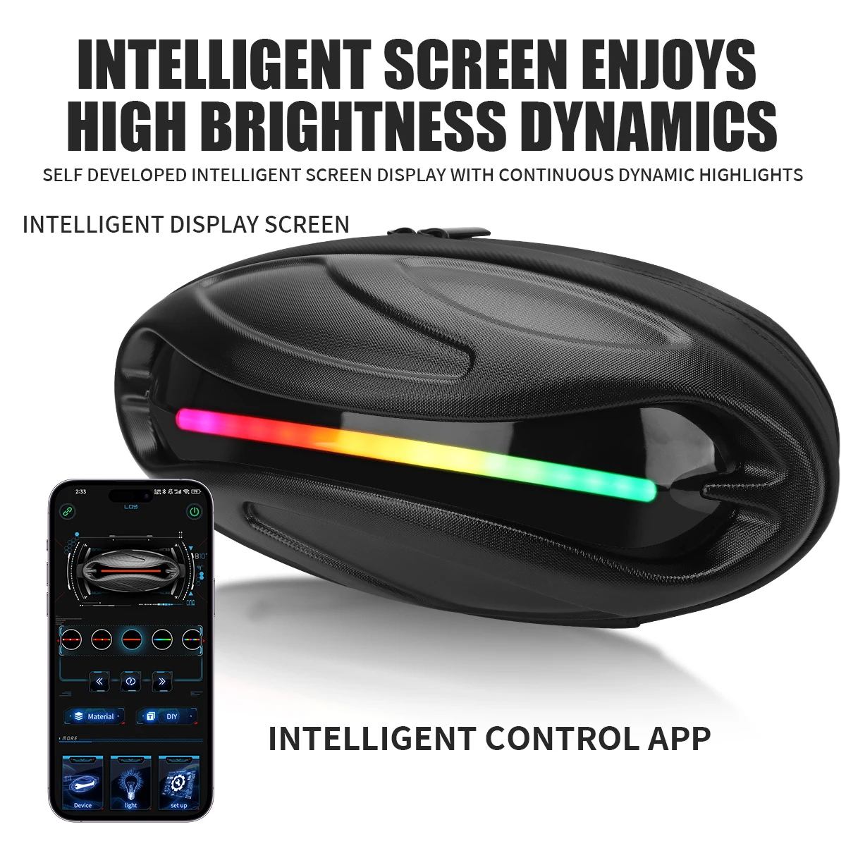 Galaxy Flowing sytle Satchel with LED Screen Display APP Control Riding Drop Waterproof Dynamic Screen Travel Cycling Bag