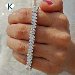 0.5carat Marquise Cut Moissanite Tennis Bracelets for Women Men  925 Silver Plated 18k Gold Lab Diamond Bangle with Certificate