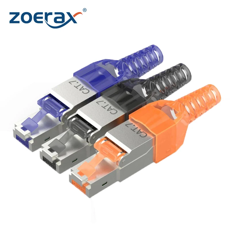 ZoeRax RJ45 Cat8 Cat7 Cat6A Connectors Tool-Free, Zinc Alloy Shielded Ethernet Termination Plugs, 10Gbps Easy Internet Plug