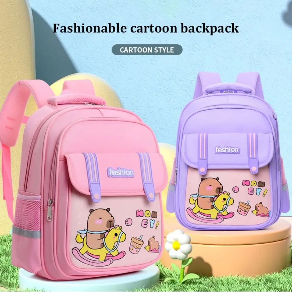 Fashion Cartoon Capybara Backpack Waterproof Light-weight Capybara Schoolbag Large Capacity Alleviate Burden Backpack School