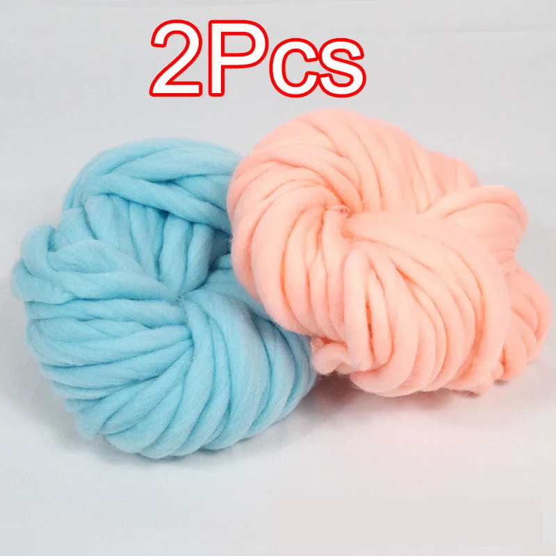 2Pcs 250g Super Chunky Yarn hand knitting Bulky Arm Knitting line Roving Knitted Blanket threads Super Thick Yarn Carpet Hats