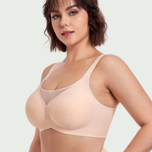 Imagen 2 del producto Sujetador de gelatina sin costuras de talla grande sin aros para mujer con Tirantes ajustados para evitar la flacidez M L XL 2XL 3XL