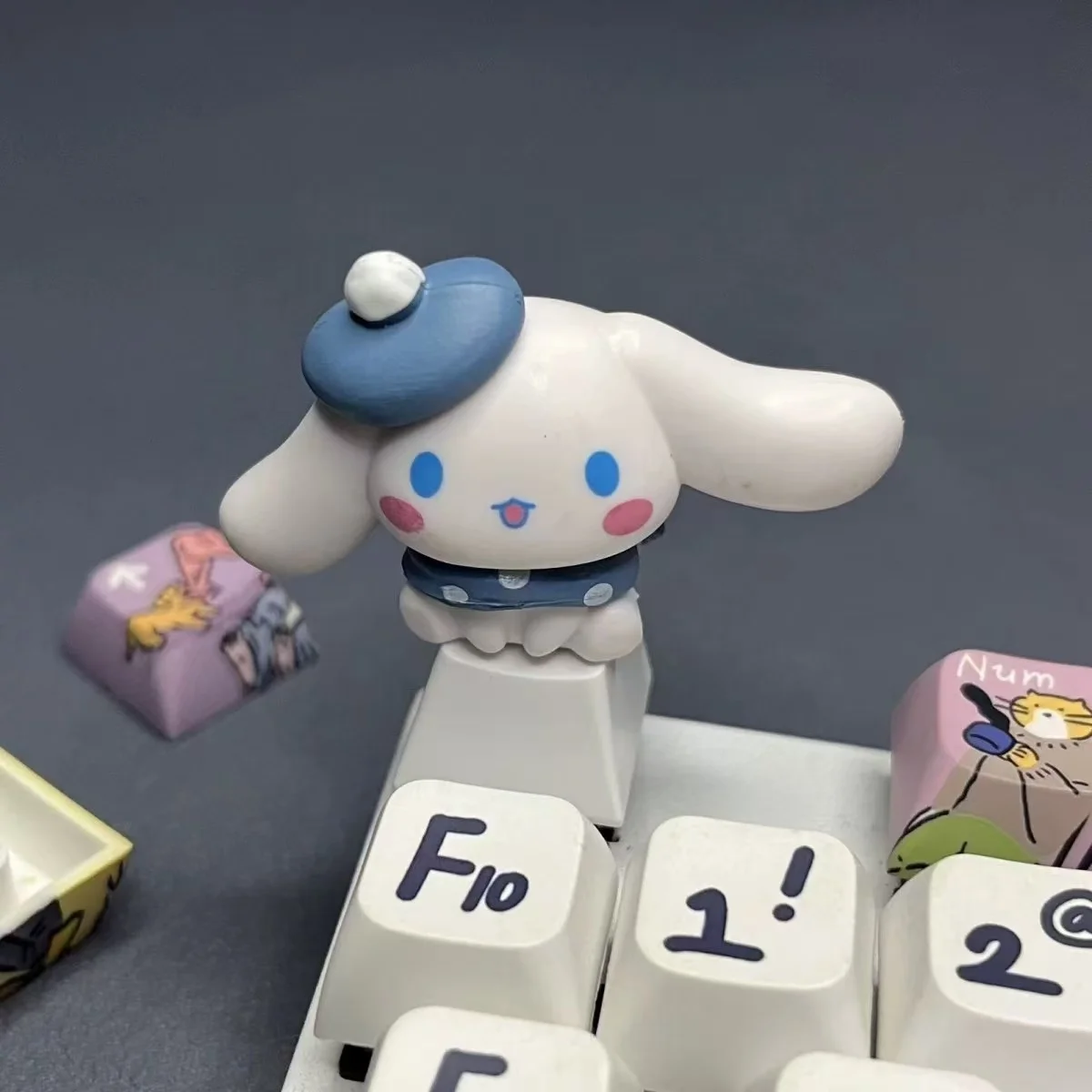 Novo diy grande orelha cão keycap dos desenhos animados anime teclado mecânico esc resina círculo de natação pequeno cão branco keycap