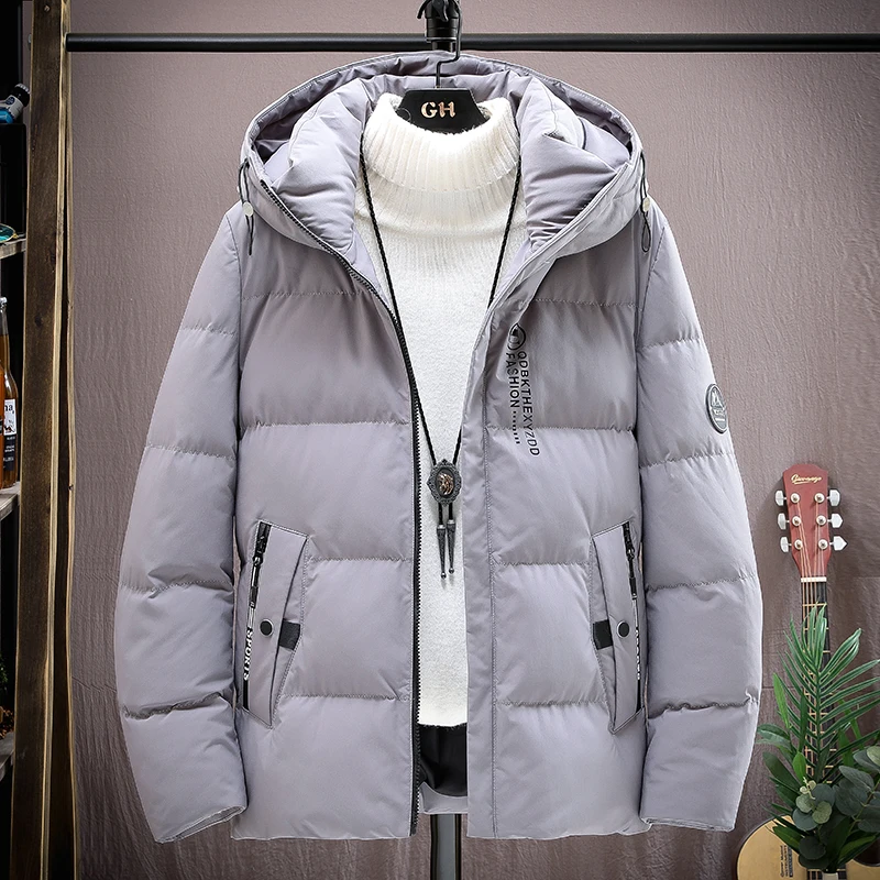 Fashion 2024 Autumn Winter Men\'s Hooded Cotton-Padded Jackets Casual Windproof Warm Parkas Youth Outwear Loose Thick Down Coats