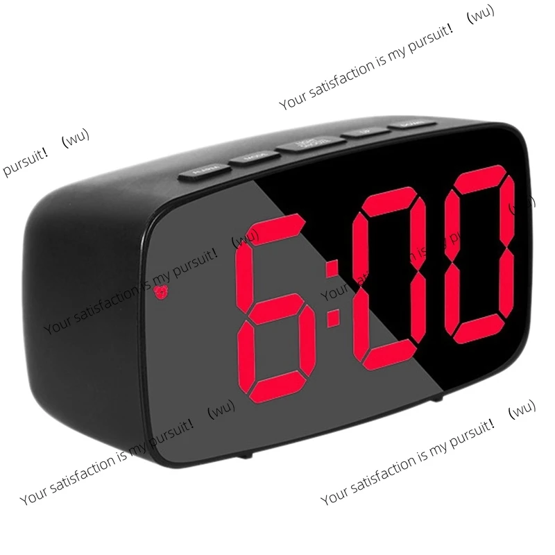 Smart Digital Alarm Clock Bedside,Red LED Travel USB Desk Clock with 12/24H Date Temperature Snooze for Bedroom,Black