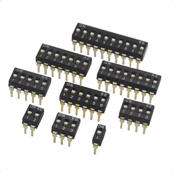 【10PCS】Toggle switch DIP SMD 1/2/3/4/5/6/8/10PIN ibuw slide switch socket 1 2 3 4 5 6 8 10 bits Pitch 2.54mm Black Snap Switch