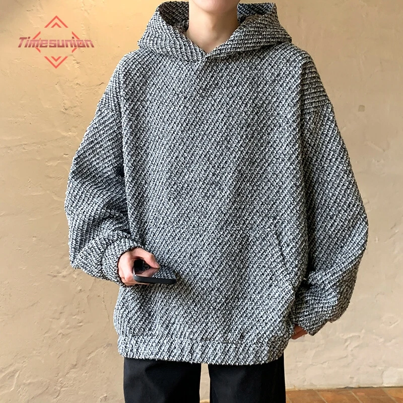 2025 Spring New Style Mens Hoodies Twill Knit Loose Hoodie Men y2k Clothes Dropshipping