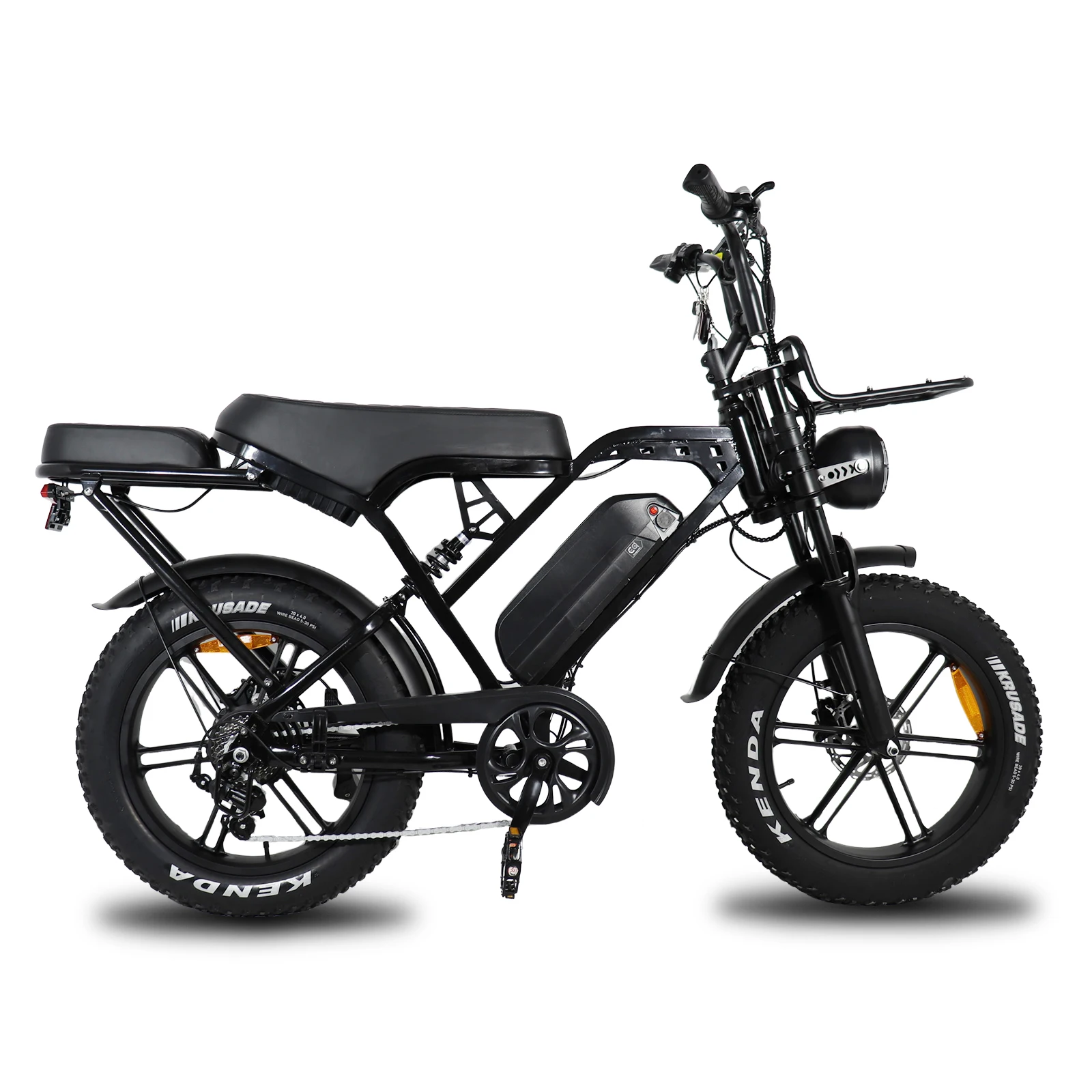 X80 Pro Adult Ebike 20 inch Fat Tire Off Road Electric Bicycle 1000W Motor 48V15Ah Long Range Battery Hydraulic Brake 7-speed Transmission Front and Rear Suspension Intelligent Display Outdoor Camping Mountain Snow Beach Commuter