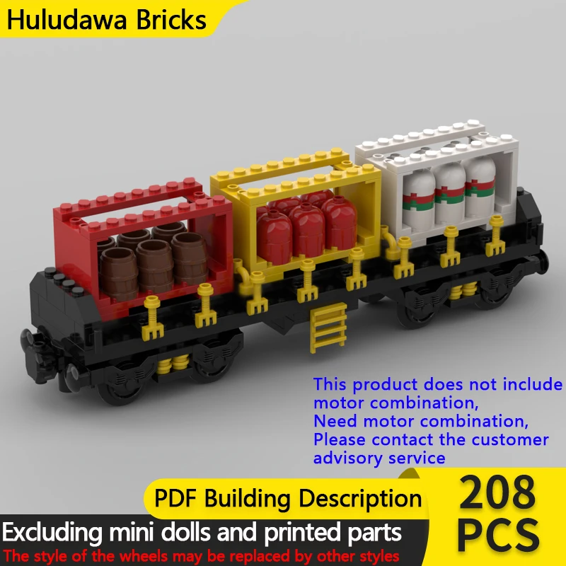

City Car Model MOC Building Bricks 4 Axle Container Train Car Modular Technology Children Holiday Gifts Assemble Toys Suit
