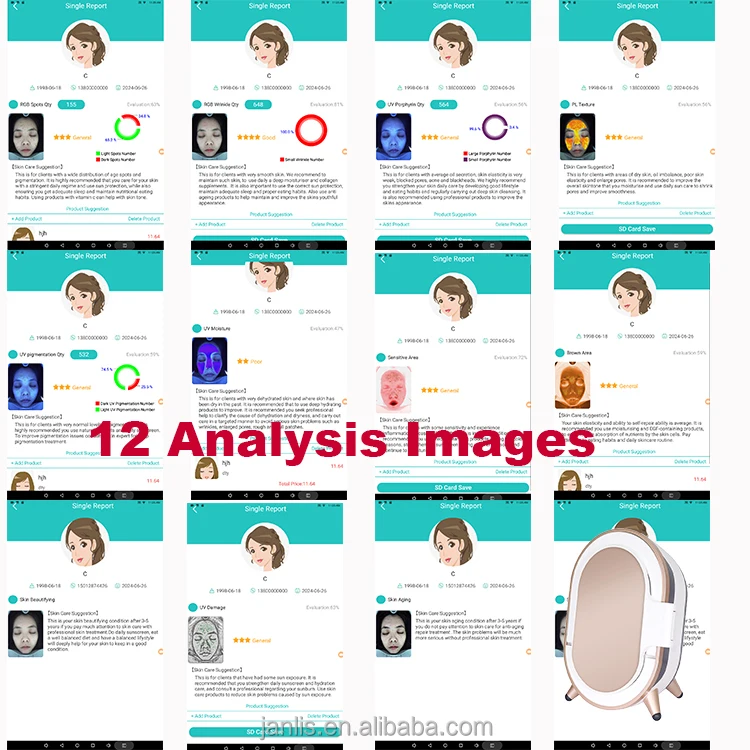 Macchina per l'analisi della pelle AI Scanner 3D Dispositivo per schermo HD Set Attrezzatura per salone di bellezza Altro prodotto per la cura della pelle Strumento per l'analisi della pelle del viso