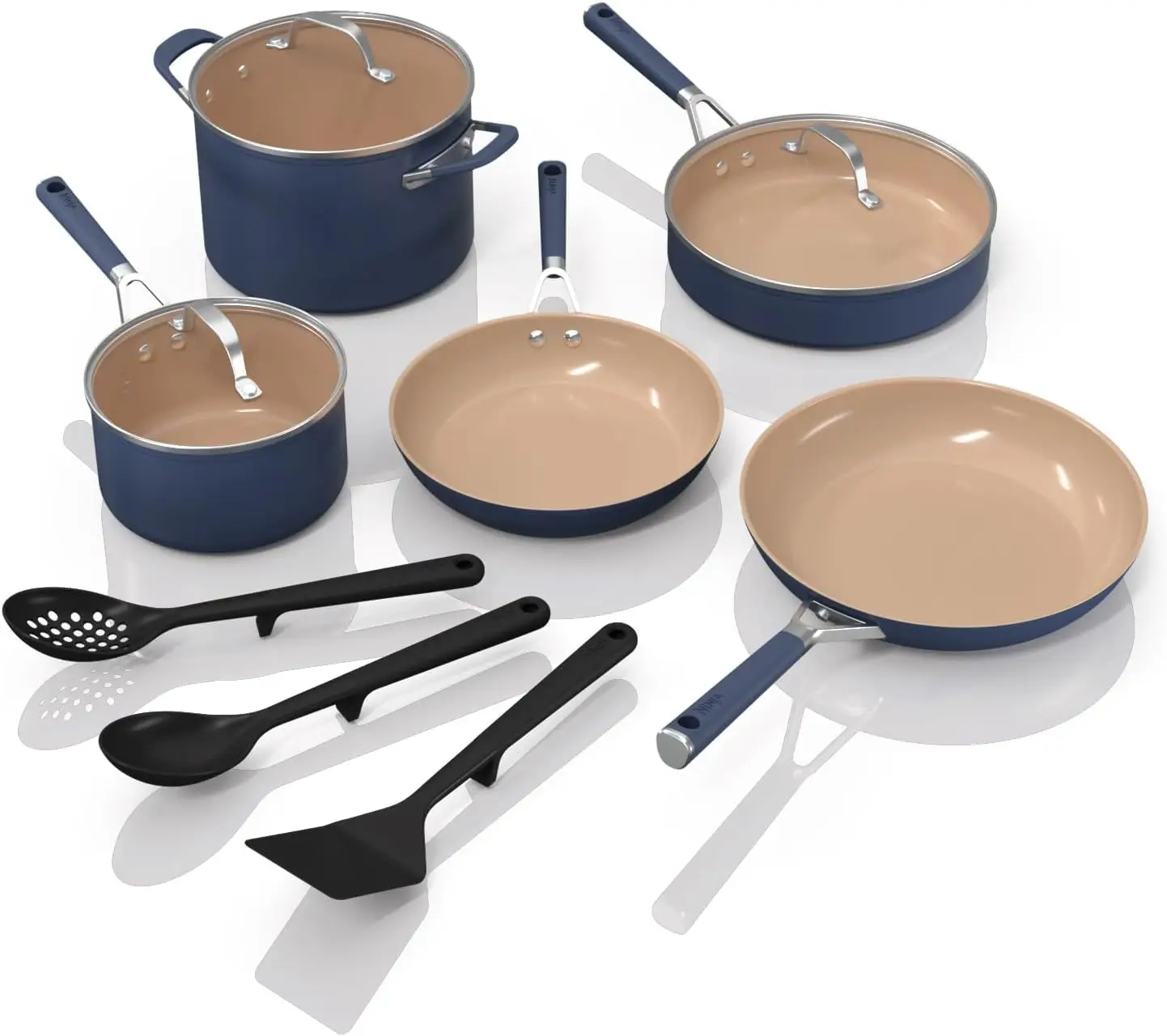 Ceramic Cookware Set, Extended Life 11-Piece Kitchen Cookware Sets with Comfort Grip, Nonstick Fry Pans, Pots, PTFE Free, Oven &