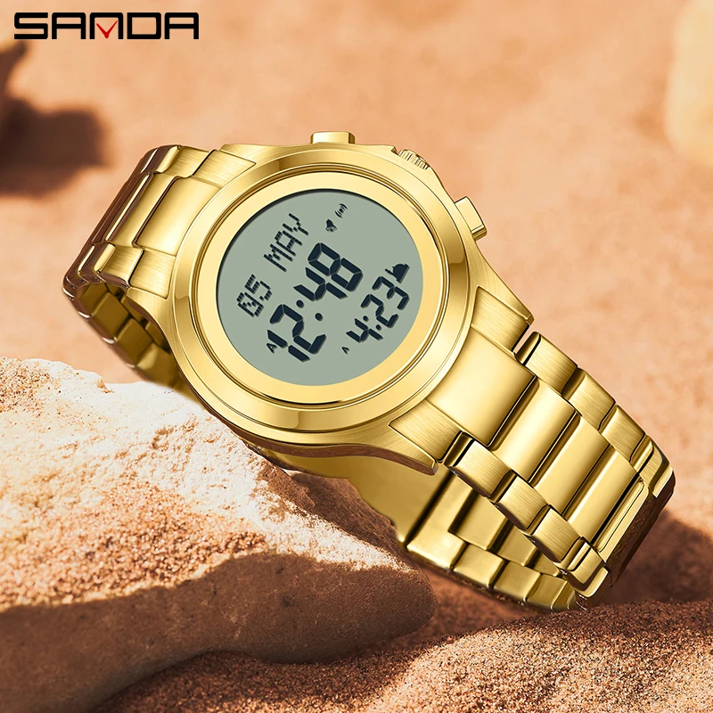 SANDA New Men's Watch Fashion Design Luminous Waterproof High Quality Stainless Steel Multifunctional Electronic Man Wrist Watch