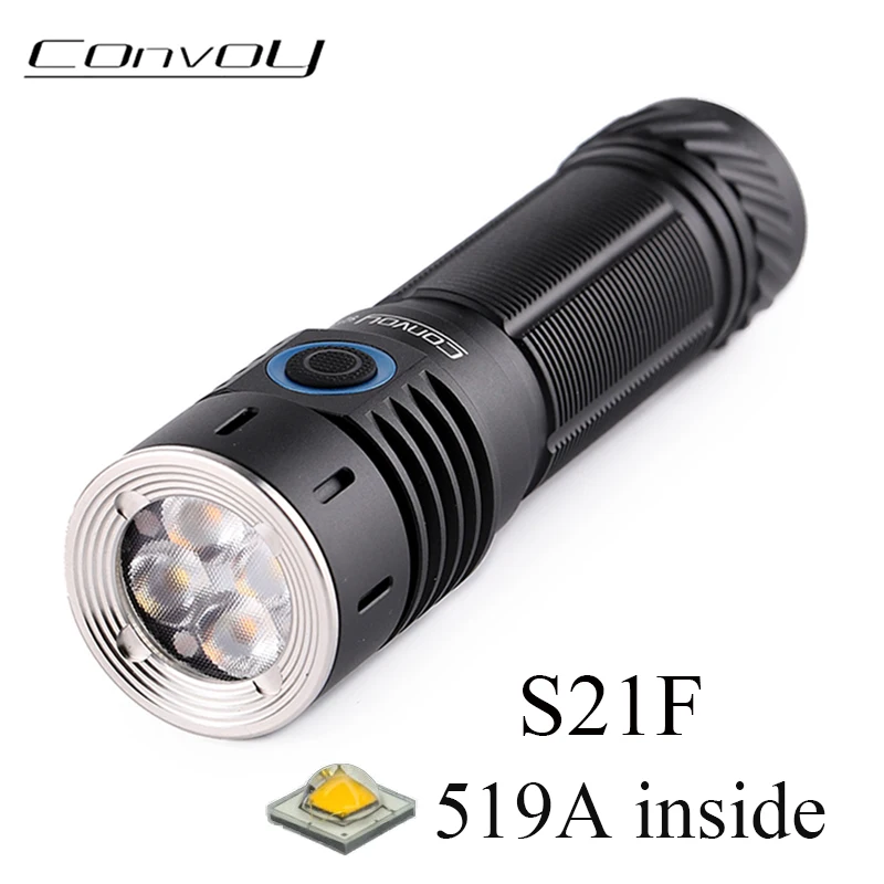 Convoy S21F Flashlight 519A Led Linterna with 60 Degree TIR Lens 21700 Flash Light Type-c High Powerful Torch 2700K to 5700K