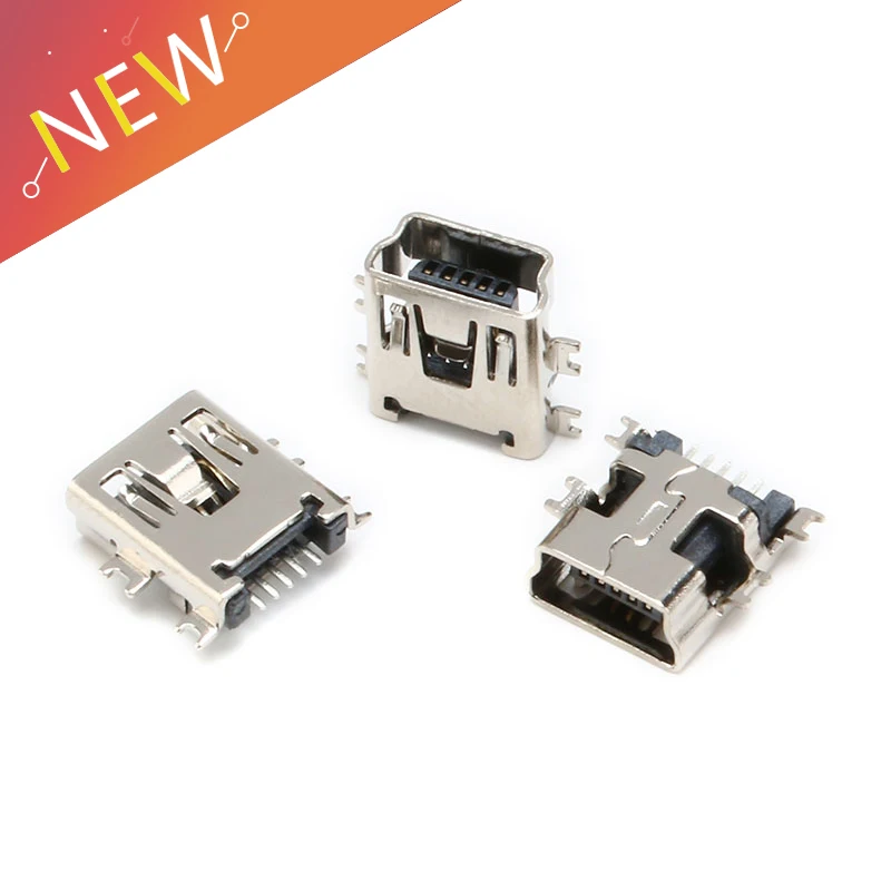 50/20/10 szt/dużo USB SMD 5P mini USB żeńskie gniazdo mini USB interfejs powłoki 4 stopy zawieszone