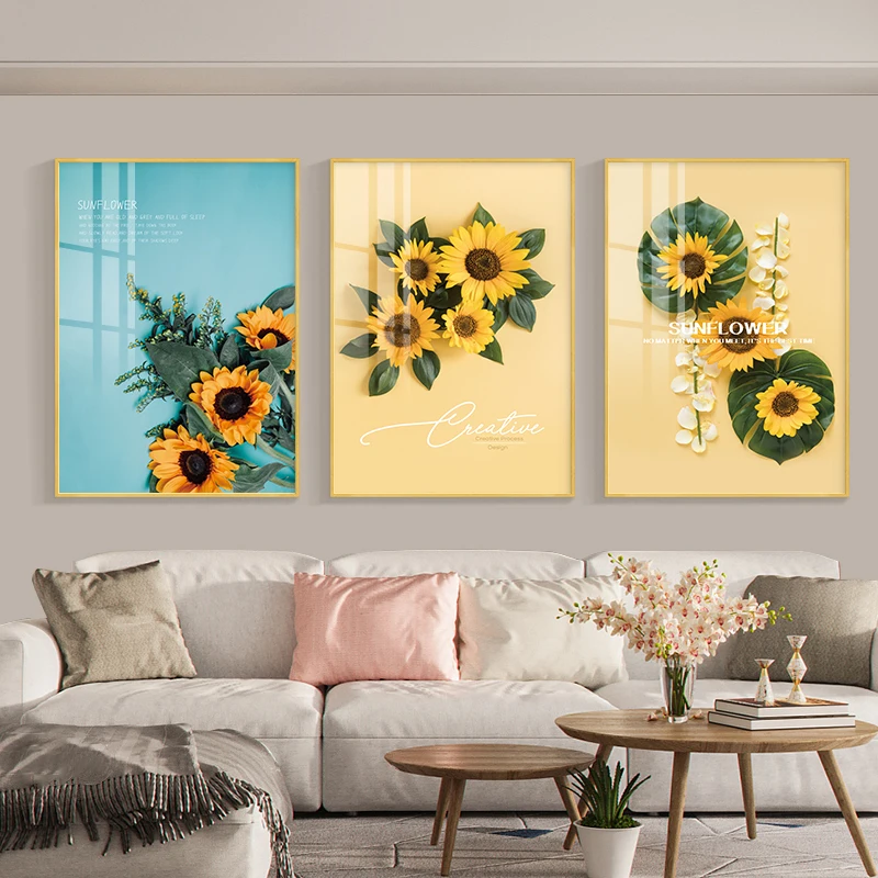 

3Pcs/Set Abstract Plants, Flowers, Sunflowers, Canvas Posters, Walls, Art Prints, Nordic Living Room, Home Decor Without Frames