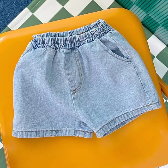 Shorts jeans macios estilo coreano bebê, moda bonito do verão, calça casual quente infantil, roupas de moda, 2024