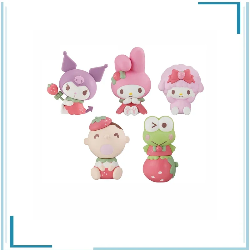 BANDAI Gashapon Sanrio Tea Party Strawberry Friend Kuromi Kero Kero Keroppi Childhood Memories Holiday Gifts Figure Model Toys