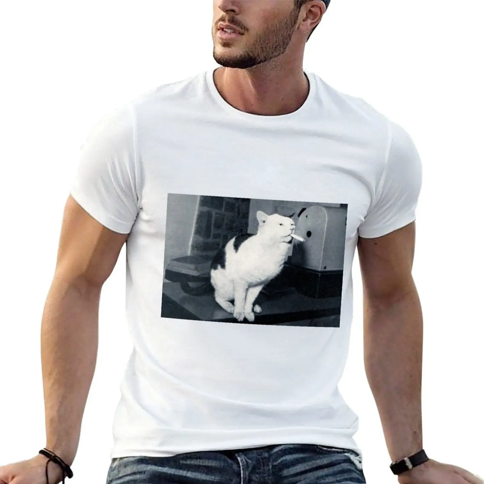 T-shirt en coton doux et léger Veteran Cat on Smoko