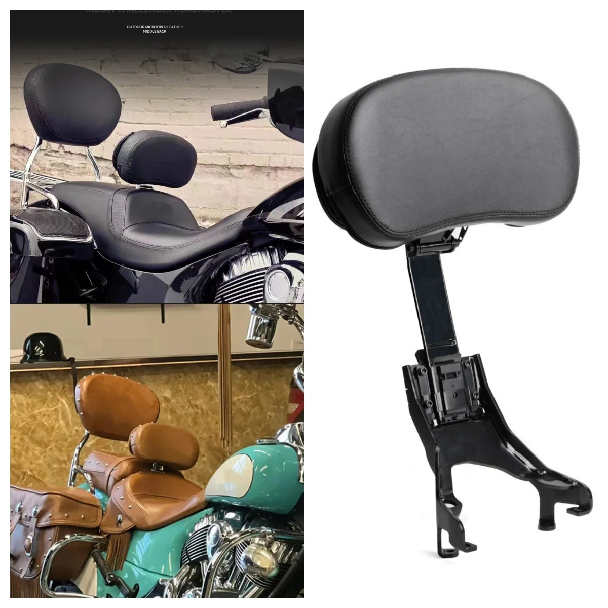 Motorcycle Driver Backrest Rider Sissy Bar Seat Back Rest Rear Cushion Knight Backrest in Indian Travel Series INDIAN 2014-2024