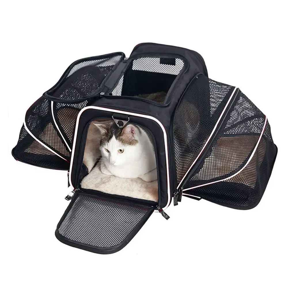 Pet Carriers Bag Breathable Foldable Bag Portable Cat Dog Carrier Bags Outgoing Outdoor Travel Pets Cats Handbag Safety Zippers