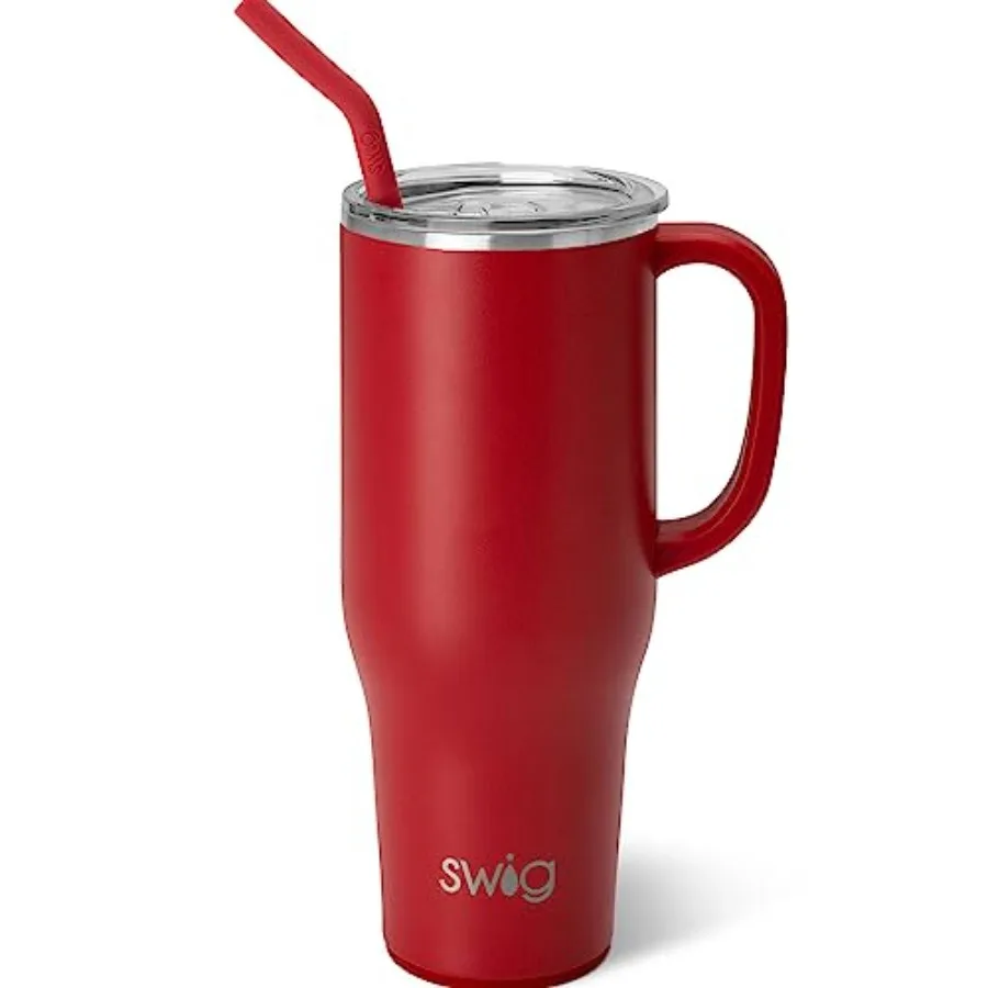 

Mega Mug, Tumbler with Handle and Straw, Cup Holder Friendly, Dishwasher Safe, Extra Large Insulated Tumbler, Stainless Steel