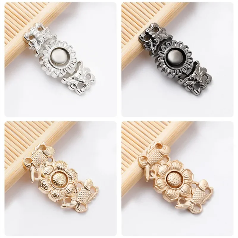 10 Pairs Chinese Knot Buttons Swirl Flower Frog Button Cheongsam Dress Coat Clasp Fasteners Cardigan Clip Sewing Buttons