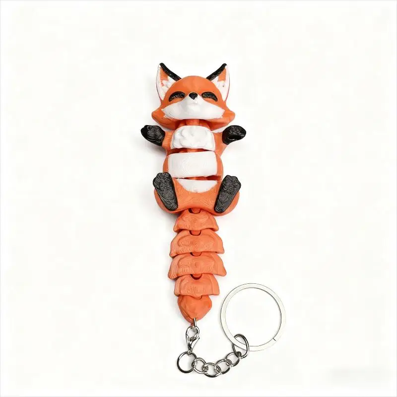 Mini Articulated Fox 3D Print Hanging Pendant Car Rearview Mirror Interior Decoration Cute Animal Ornament Wedding Birthday Part