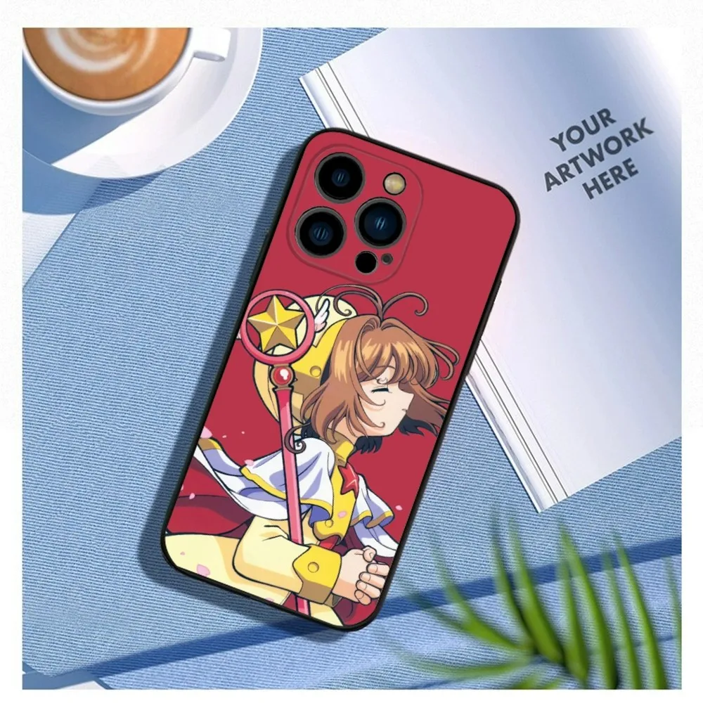 Card C-Captor Sakura Phone Case For iPhone15,14,13,12 Mini 11 Pro XR,X,XS,MAX 7,8 Plus Silicone Cover Soft Black