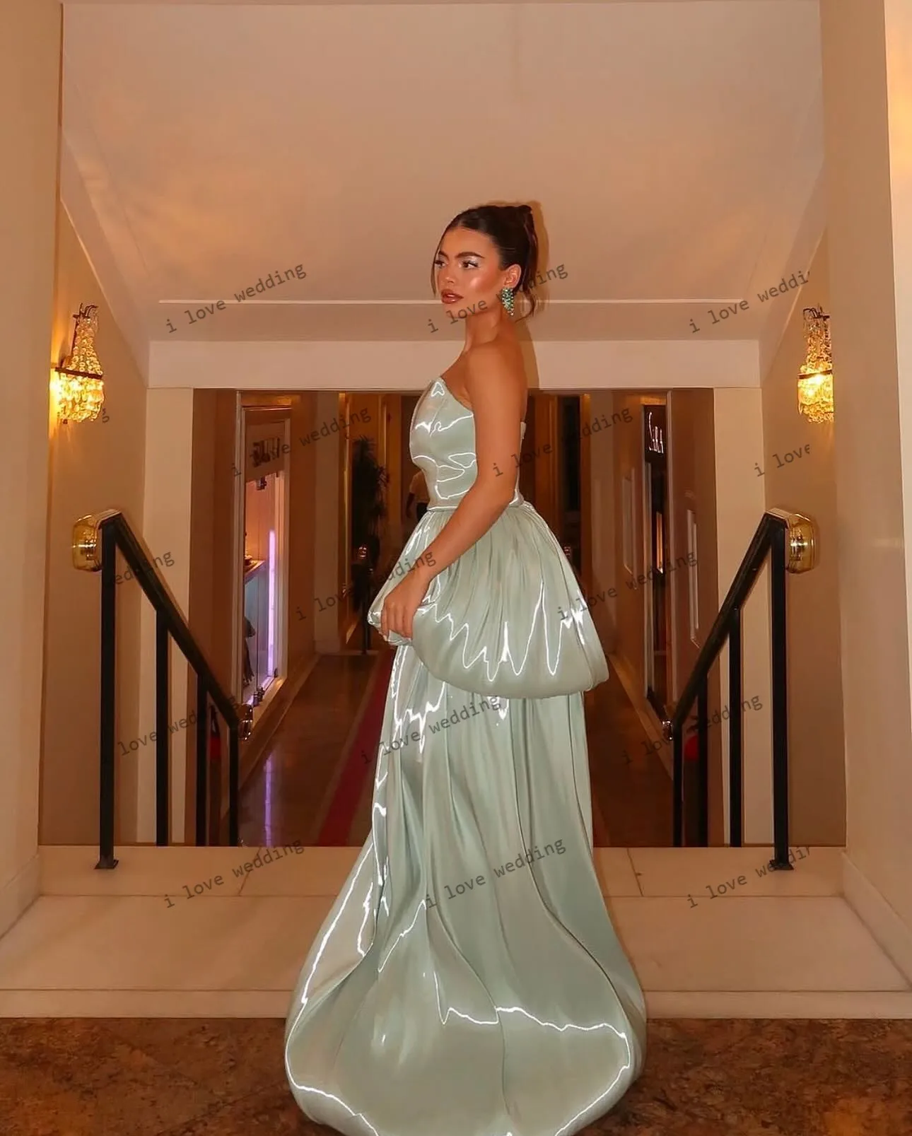 Blue Shiny Strapless V-Neck Prom Dresses 2025 A-Line Wedding Guest Dress Ruched Floor Length Dress Formal Party Gowns Customized